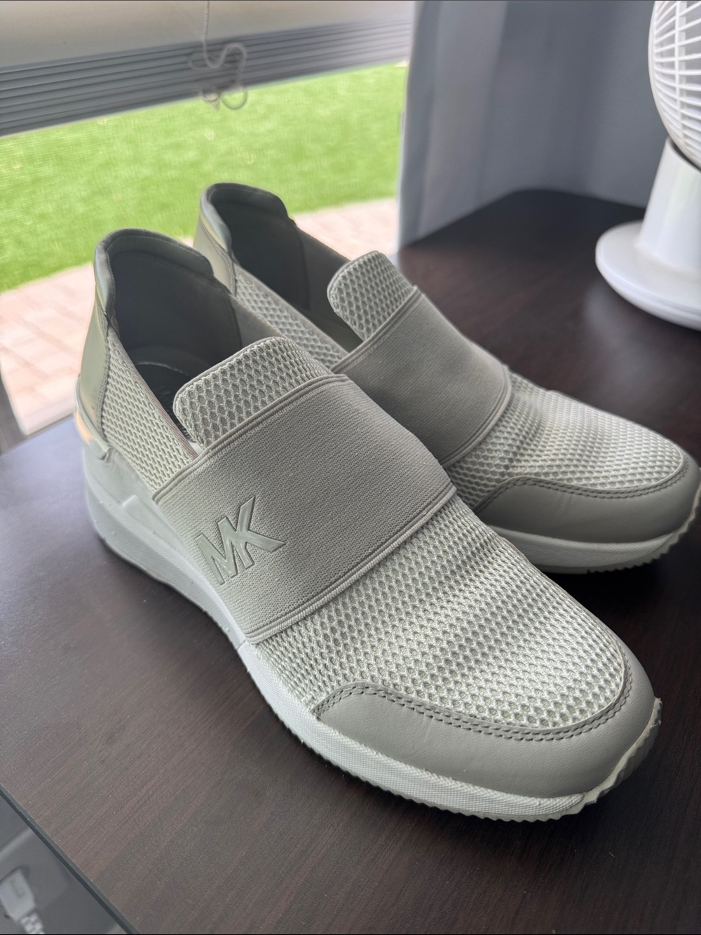 Michael Kors Women’s Platform Slip-On Sneakers in White w Silver accent